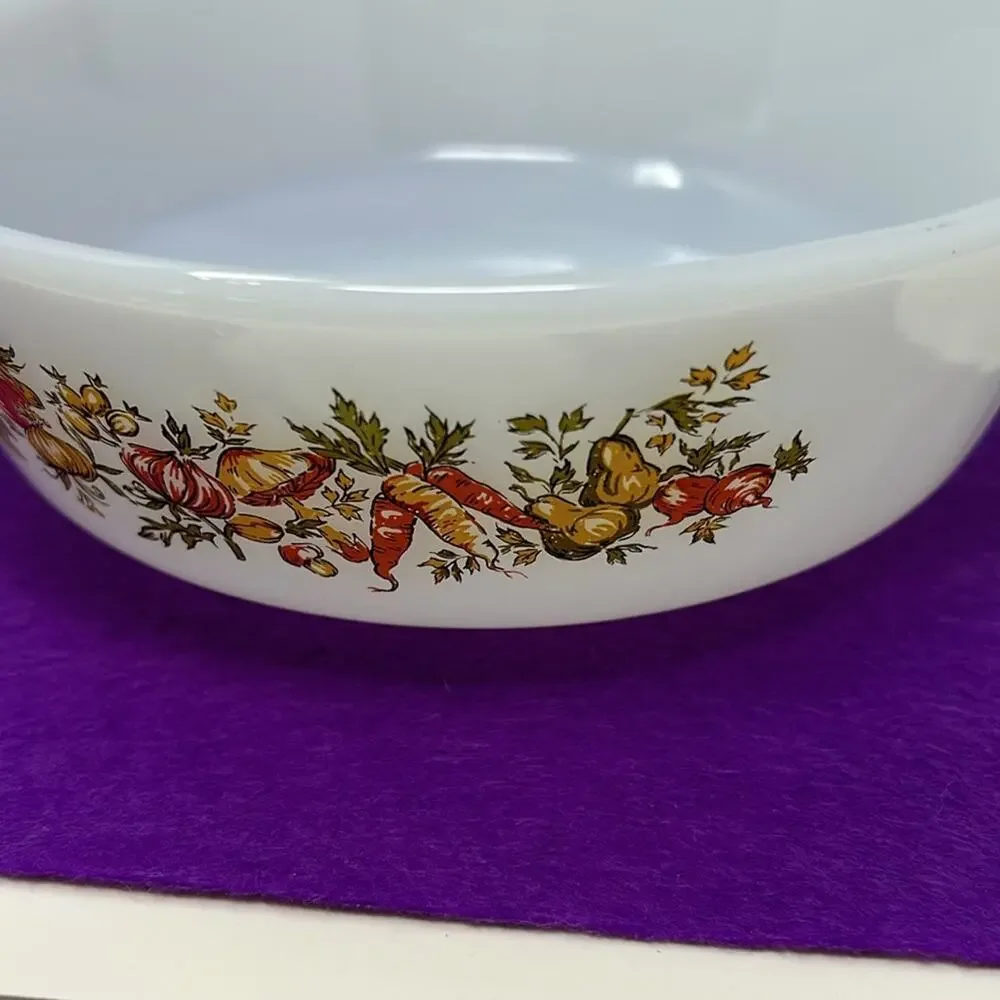 Vintage Anchor Hocking White Harvest Vegetable1 Quart Casserole Dish